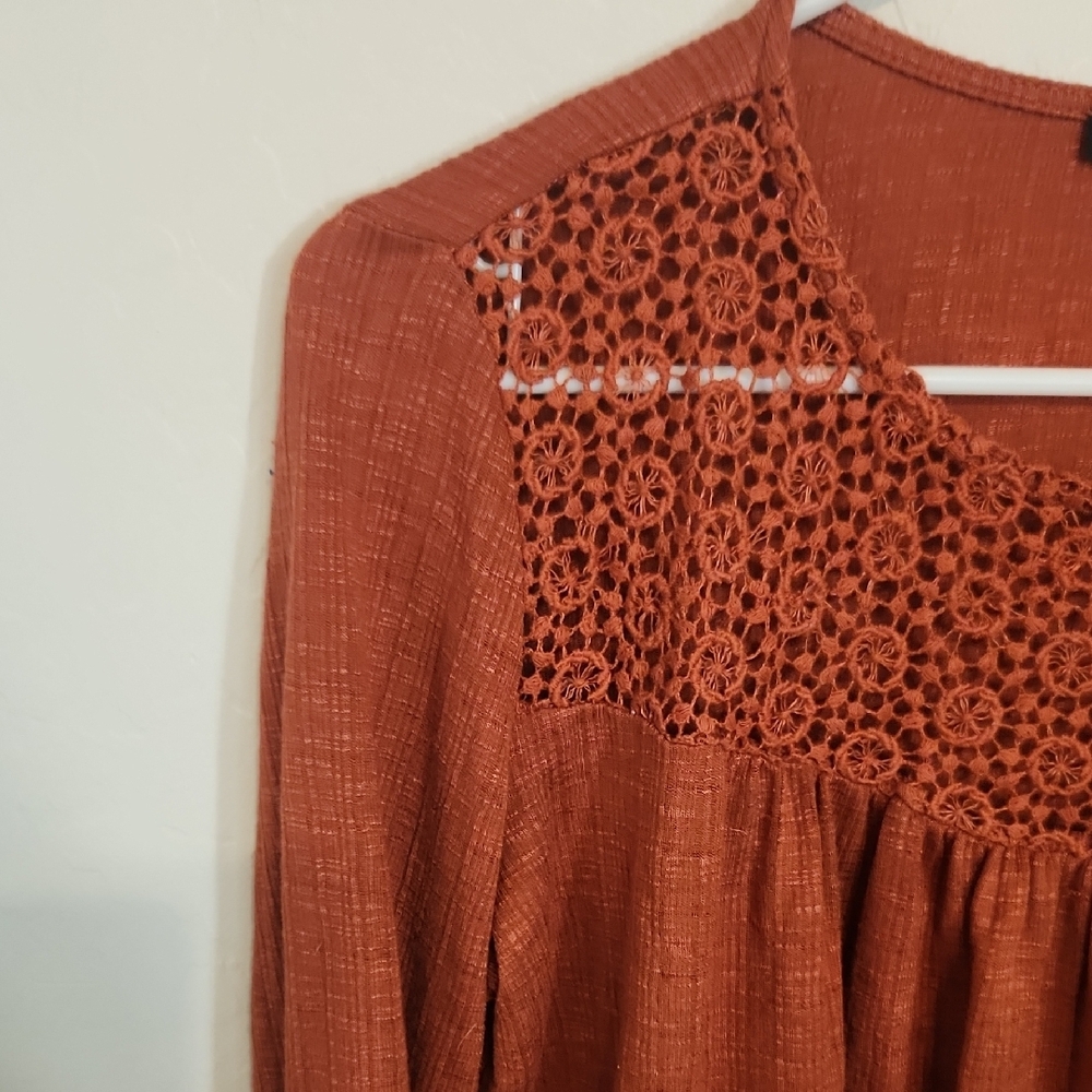Joe Boxer Women's Terracotta Crochet Blouse - Picture 3 of 5